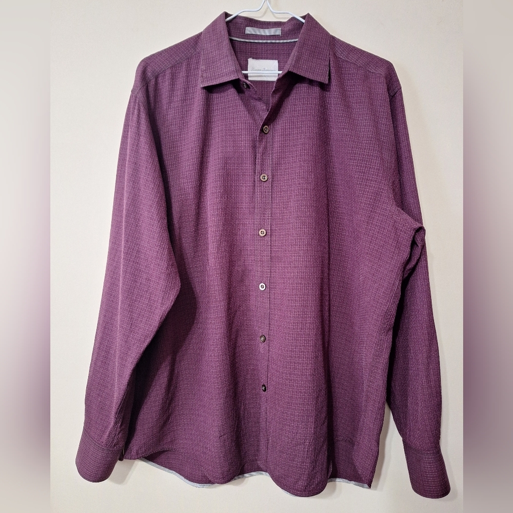 TOMMY Bahama L 88% silk 12% cotton burgundy longsleeve button-up shirt